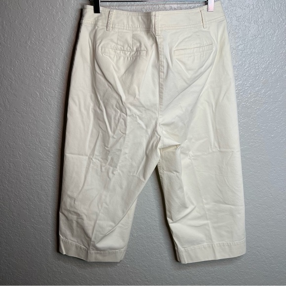 Talbots Wide Leg Cream Crop Chino Pants - Picture 4 of 7